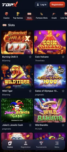 TopX — listado de tragamonedas de BGaming, Pragmatic Play y PG Soft